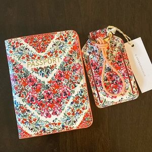 Anthropologie floral luggage tag and passport case NEW